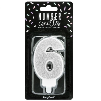 Number Candle - 6 - Silver